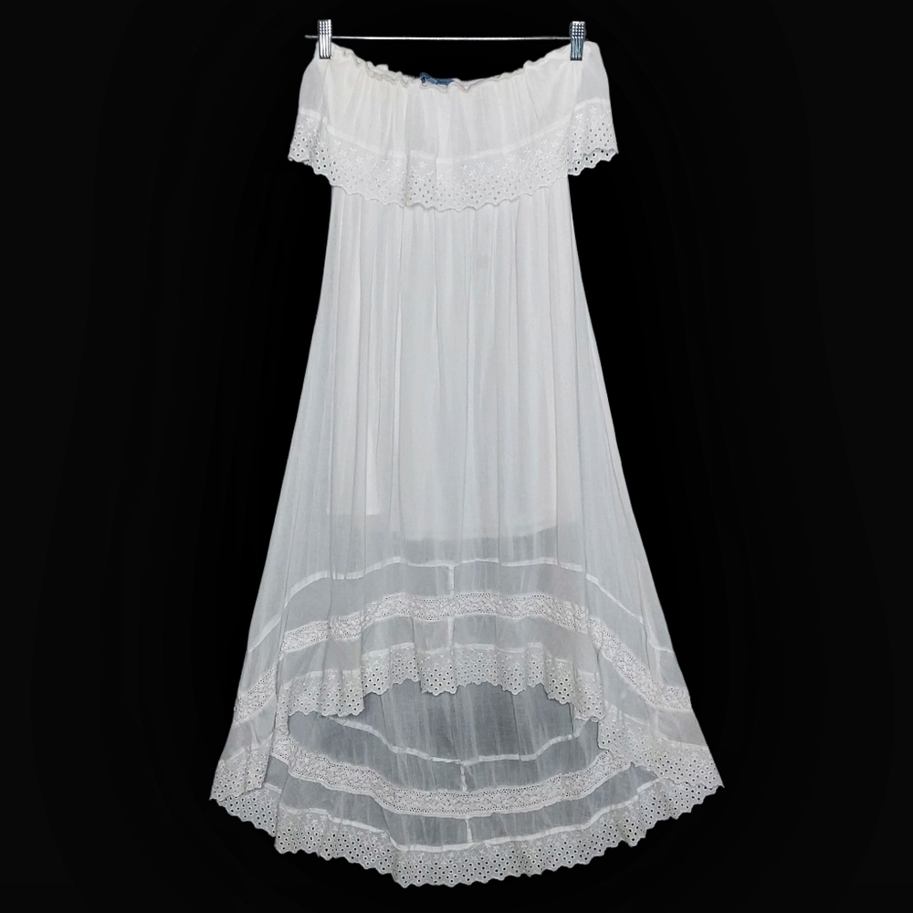 Solitaire Swim L Angel Cottagecore Lacy High-low Lined Swim Beach Resort Coverup